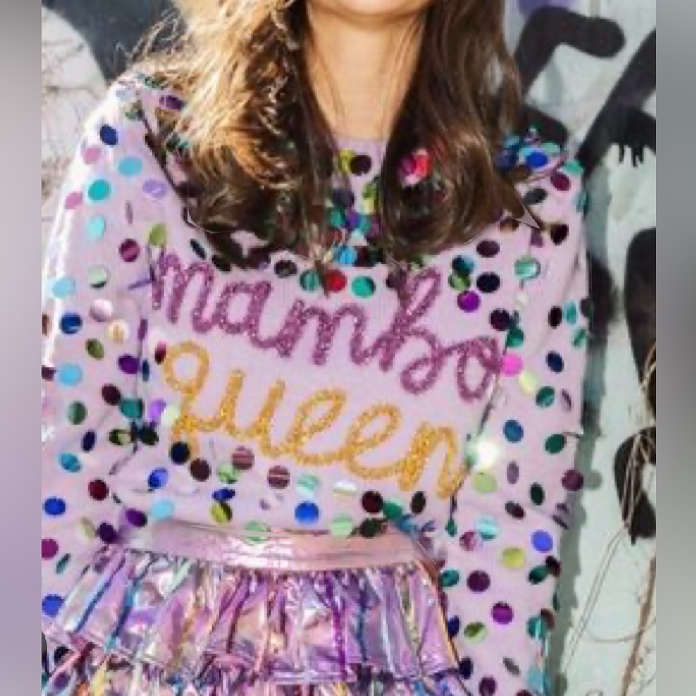 Queen of Sparkles Mambo Queen Mardi Gras Sweater - Picture 2 of 10